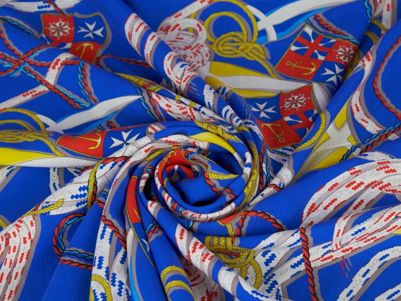 Jedwab sygnowany marynarski styl dwa kolory