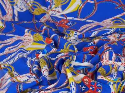 Tissu en soie de style marin signé, deux couleurs.