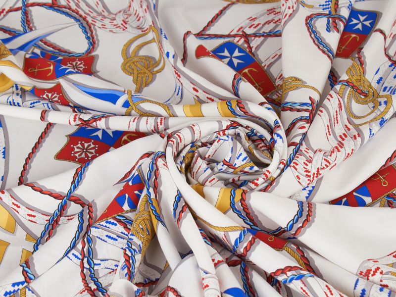 Tyg i siden signerat marin stil två färger