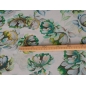 Fives - chiffon de viscose com flores verdes