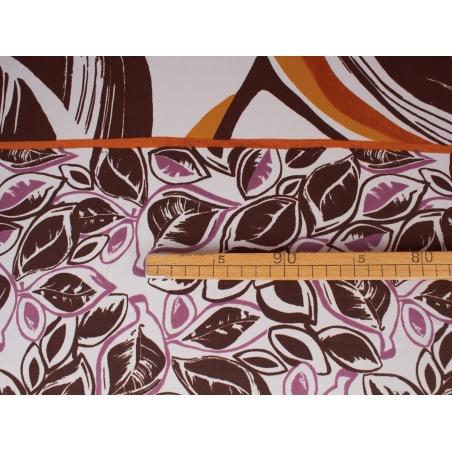 Tyg Charmeuse med stora blad - rapport