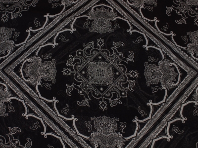 Šifon Cristal - Černo-bílé ornamenty