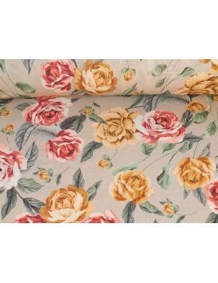 Dzianina Clock Róże dwa kolory