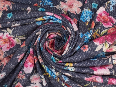 Dzianina Shine kwiaty dwa kolory