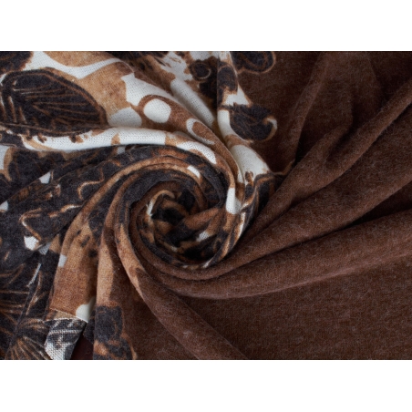 Dzianina Irvin brązowe kwiaty