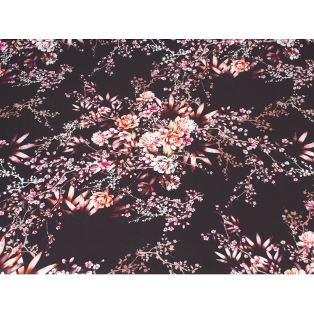 Poliester materiał fleurs de magnolia deux couleurs