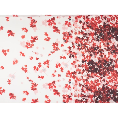 Stof Poliester materiał - røde blomster