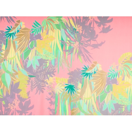 Tecido de Seda Assinado - Folhas Tropicais - Duas Cores!