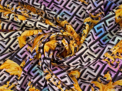 Jedwab sygnowany zygzaki i złoto