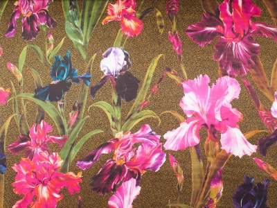 Satinis, pažymėtas spalvingais vilkų uogomis.