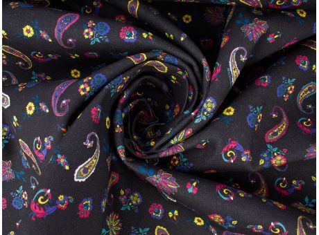 Bawełna Sorella jeansowa - kolorowy Paisley