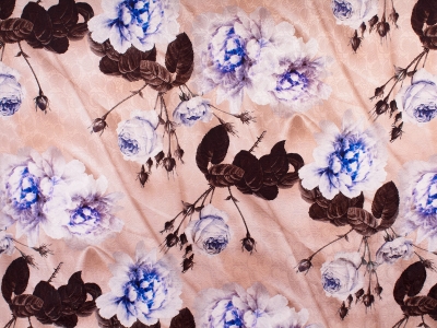 Tecido Jacquard Sorella flores no estilo Blumarine cappuccino