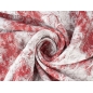 Tecido Jacquard Sorella duplo face com flores brancas e vermelhas.