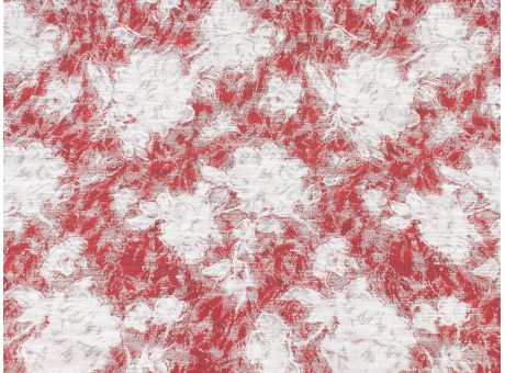Żakard Sorella kwiaty biało-czerwone