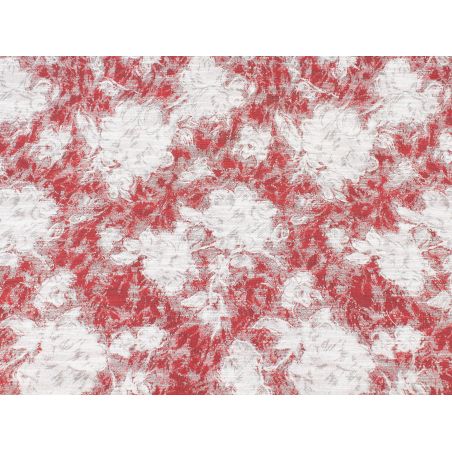 Żakard Sorella kwiaty biało-czerwone
