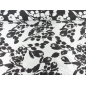 Żakard tkanina czarno-białe liście