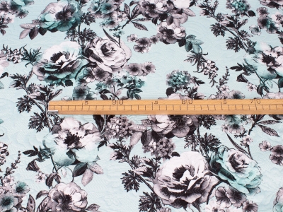 Jacquard kangas Sorella roosid sinisel taustal