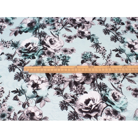 Jacquard kangas Sorella roosid sinisel taustal