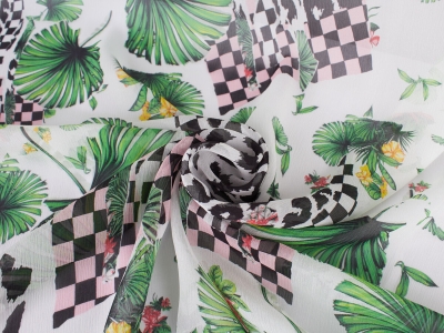 Jedwab Sygnowany - Szyfon Kreszowany - Panterka & Liście