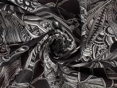 Bawełna batyst Sifflet czarno-biały