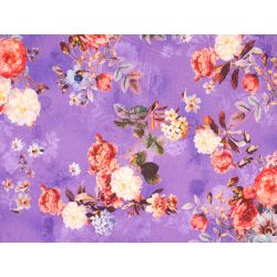 Bawełna Sorella fioletowe tło w kwiaty