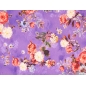 Welur Sorella paarse achtergrond met bloemen