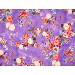 Bawełna Sorella fioletowe tło w kwiaty