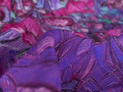 Tessuto di seta firmato - Fucsia e viola
