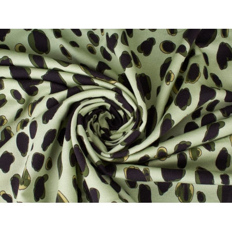 Dzianina Felpa zielona panterka