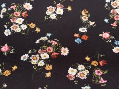 Velsoft - Велюр - квіти на чорному фоні