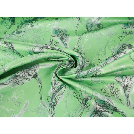 Żakard Sorella - Kwiaty na zieleni