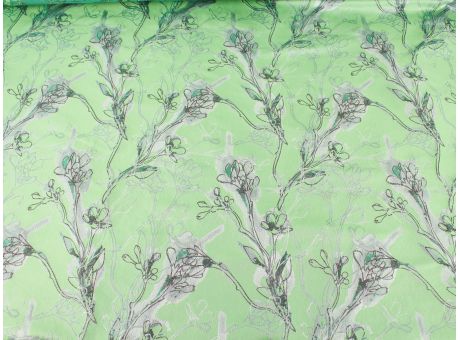 Żakard Sorella - Kwiaty na zieleni