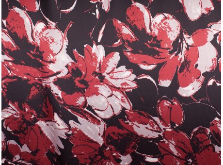 Satyna Nadellen czerwone kwiaty na czarnym tle