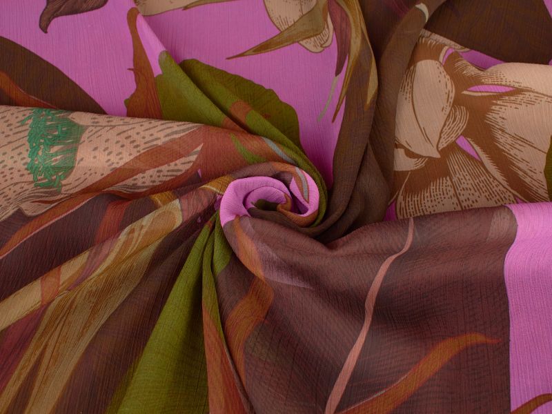 Chiffon crêpe Ecocrepon - Fleur tropicale