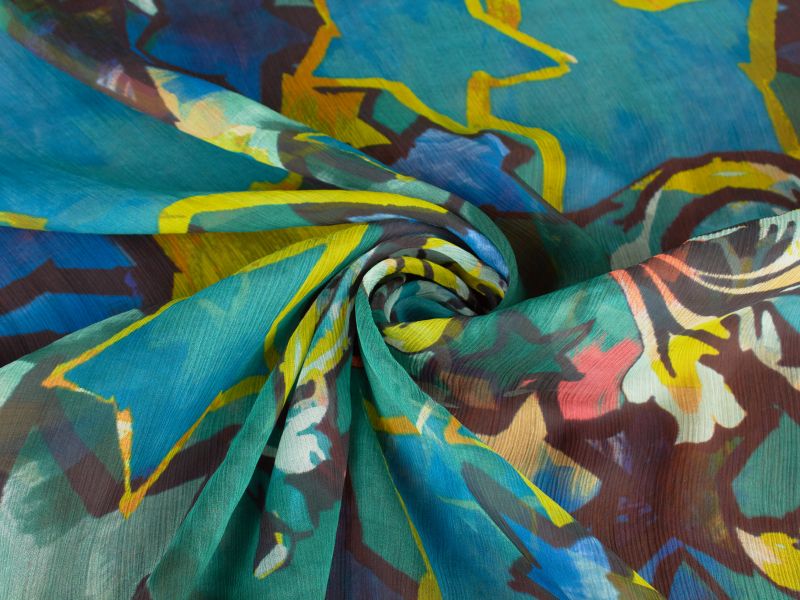 Siden signerat - chiffong crepe mönster