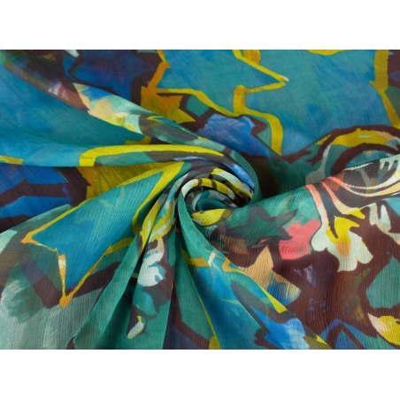 Шовк з підписом, з тисненим візерунком.