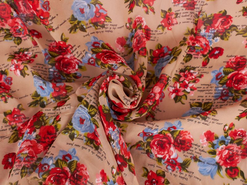 Liu Jo Georgette Viscose - Rozen met Teksten