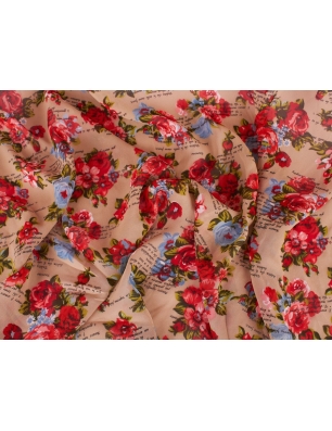 Viscose georgette Liu Jo - Roses avec Écritures