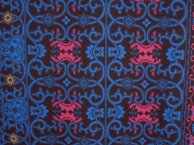 Navy blue orient design - high fashion silk