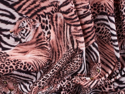 Audums Zīds ar tīģeru rakstu - 4 krāsas