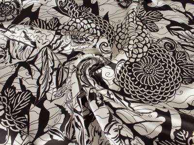 Seda Signada - Elefantes y Flores