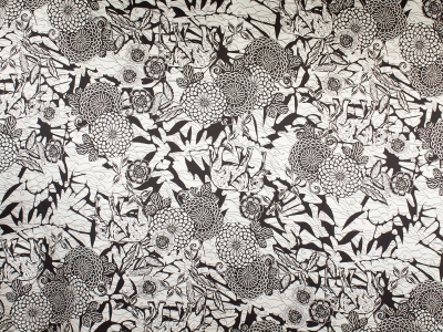 Tissu Soie Signé - Éléphants et Fleurs