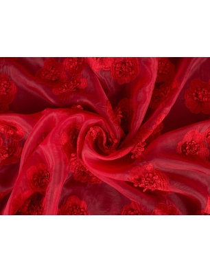 Guipure - rote Blumen