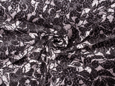Koronka Sandra - fleurs noir et blanc