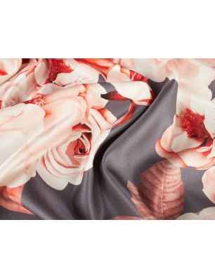 Silk Fabric Signed - Wool - Roses
