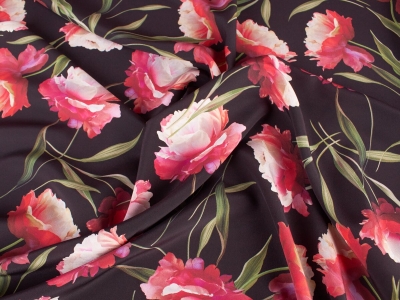 Tessuto di seta firmato - Garofani disegnati