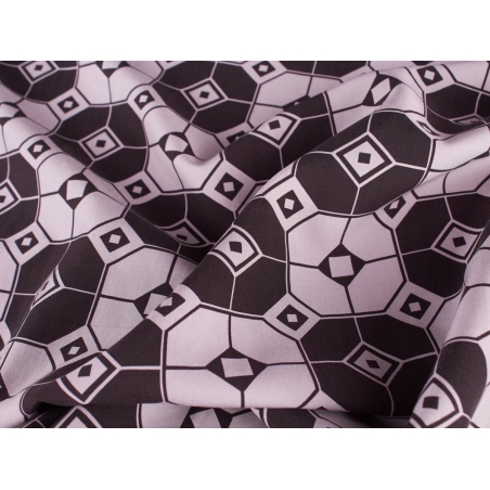Tissu en soie signé - Géométrie noir et gris