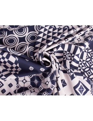 Zīda audums ar parakstu - ģeometrija 3 krāsās Armanija stilā