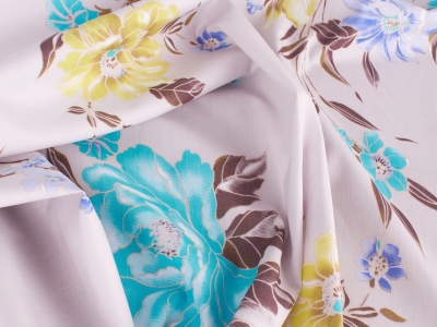 Tissu Coton Popeline - Fleurs pastel d'été