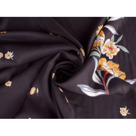 Stoff Viskose Marc - Gelbe Blumen